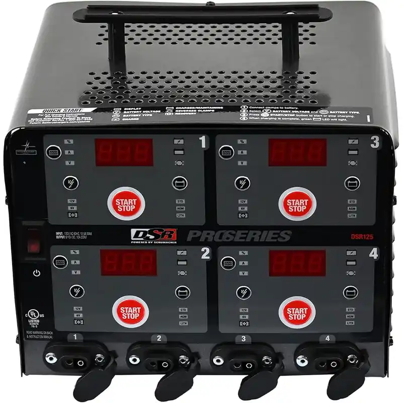 Schumacher Electric DSR125 DSR ProSeries 10 Amp 6V/12V 4-Bank Fully Automatic Smart Battery Charger/Maintainer for Cars, Motorcycles, Lawn Tractors, Power Sports, Marine Batteries Lithium Ion Batteries Trusted Brand
