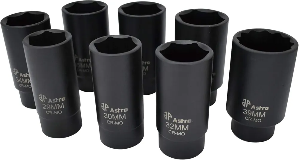 Astro Pneumatic Tool 78866 6 Point Axle Nut Socket Set 8 Pieces Clearance