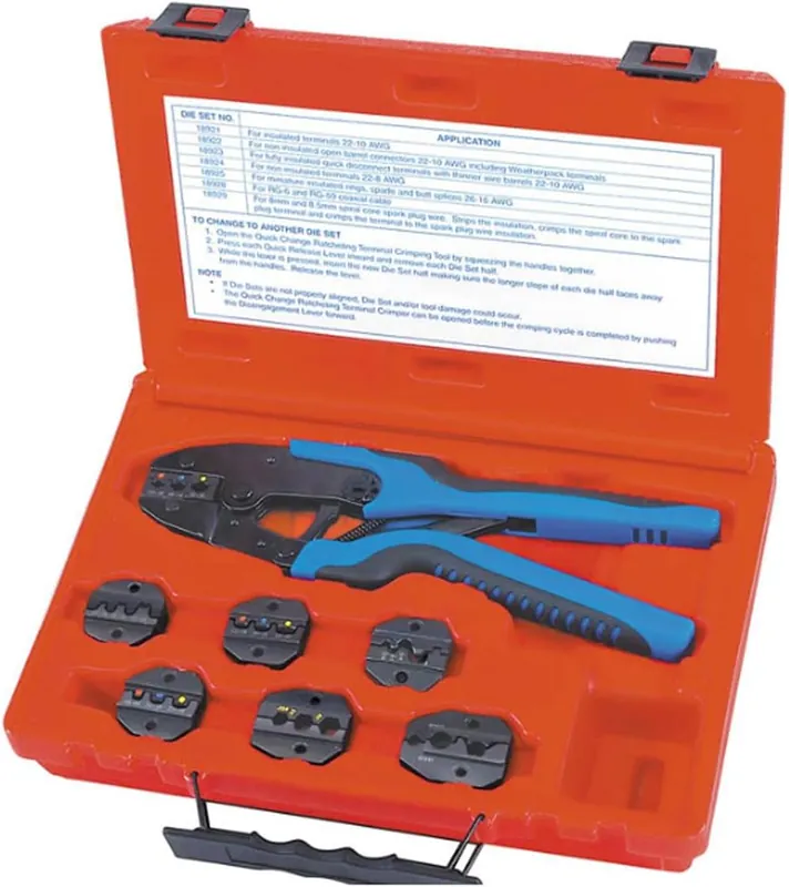 S&G Tool Aid 18960 Sherman Quick Change Ratcheting Terminal Crimping Kit Budget