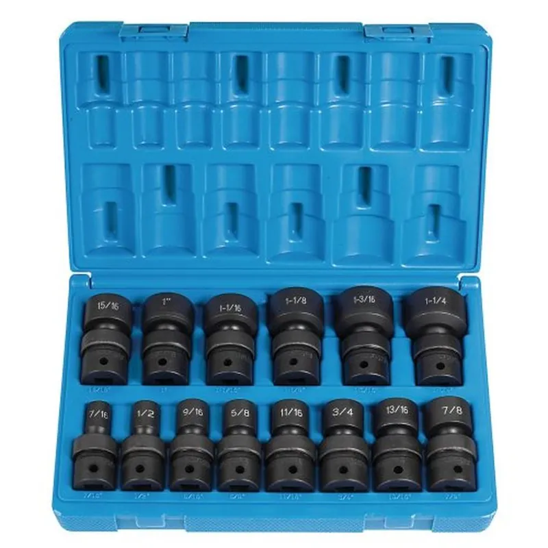 Premium Grey Pneumatic 1314U 1/2" Drive 14-Piece Standard Length Fractional Universal Socket Set