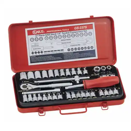 Place Order Genius Tools GNSGS237S 1/4"Dr. 37Pcs Sae Hand Socket