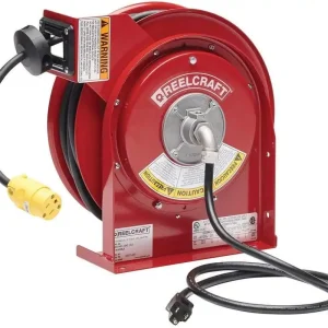 Reelcraft L-4545-123-3 Spring Driven Cord Reel with 45-Feet of 12/3 Cord and Single Outlet In Demand