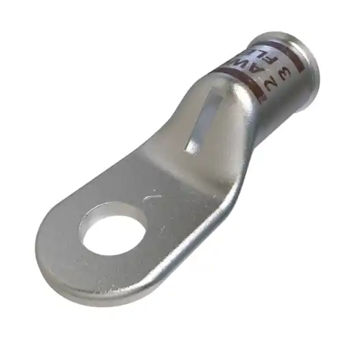 Time-Limited FTZ Industries Copper Compression Lug, 1 Hole, 1/4-in Bolt Size, 2 AWG, Silver
