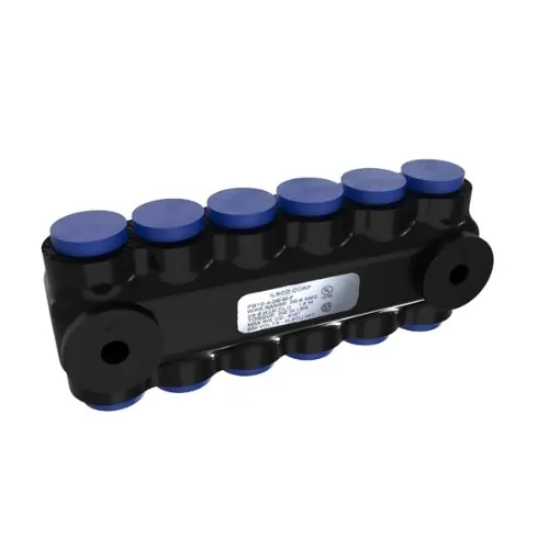 Worldwide Shipping FTZ Industries Insulated Multi-Tap Connector, 4 Ports, 350-6 kcmil, Flexible, BK/BL