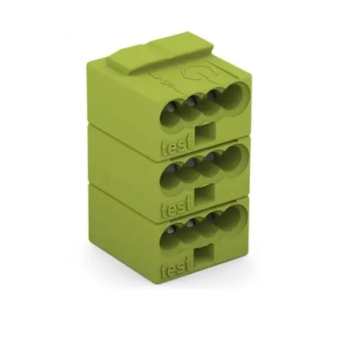 Wago 4-Conductor Modular PCB Connector for Individual Solder Pins, 3-Pole, Light Green Original