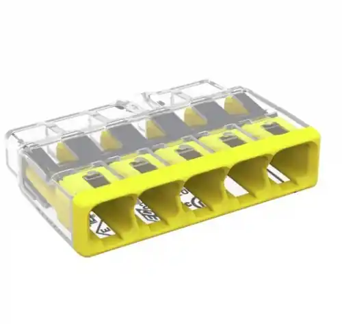 Wago Compact Splicing Connector, 5-Conductor, Yellow, Pack of 500 No Minimum Order