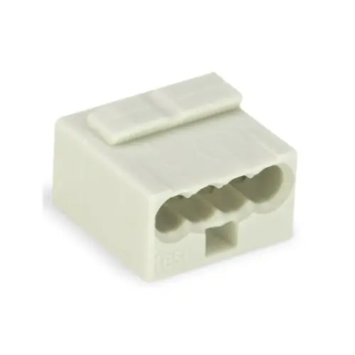 Super Sale Wago Micro Push Wire Connector, 4 Conductor, 22-18 AWG, Light Gray
