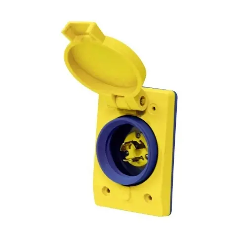 Bargain Ericson Single Flip Lid w/ FS Coverplate & NEMA 5-20P, Male, 2.125-in Diameter