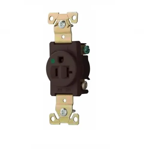 Eaton Wiring 20 Amp Premium Flush Mount Single Receptacle, Brown Trusted Brand