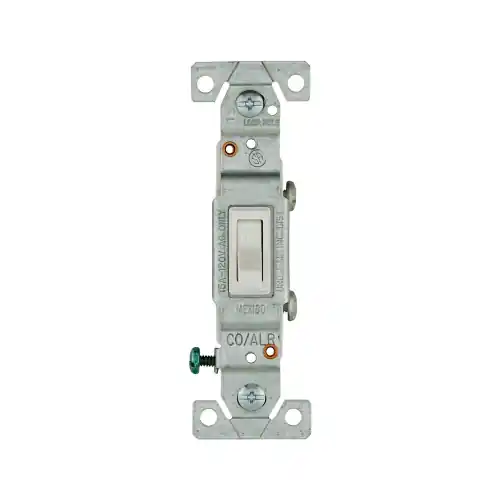 Eaton Wiring Toggle Switch w/ Grounding, 120V, 15 Amp, White Worldwide Shipping