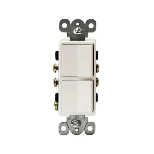 Enerlites White Decorator Combination Side-Wire Only 15A two Single Pole Switches Handmade