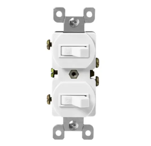 Enerlites Combination Switch, 2 Single Pole, 120V, 15 Amp, White Express Delivery