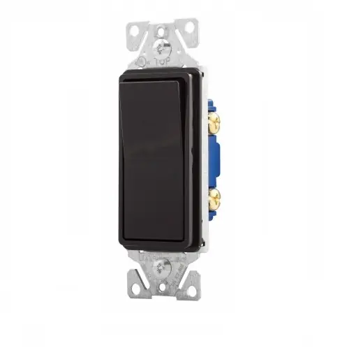 Eaton Wiring 15 Amp Single Pole Rocker Switch, Black Top Rated