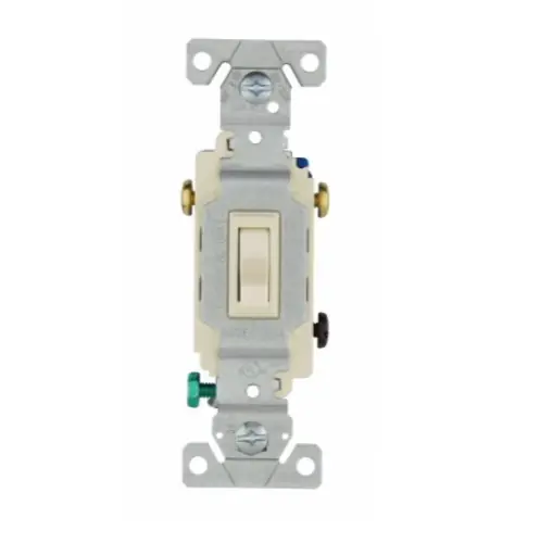 Eaton Wiring 15 Amp Single Pole Toggle Switch, Auto Ground, Residential, Almond Seasonal Sale