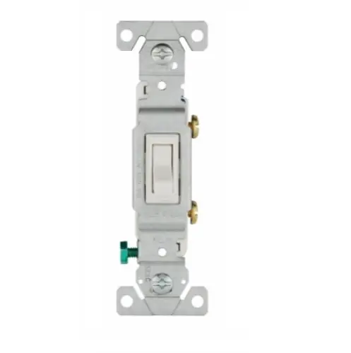 Eaton Wiring 15 Amp Single Pole Toggle Switch, Auto Ground, Residential, White Worldwide Shipping