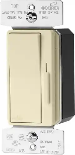 Factory Price Eaton Wiring 1.5A Fan Control Decorator w/Preset, 3 -Speed, 1-Pole, 3-Way, 120V, AL