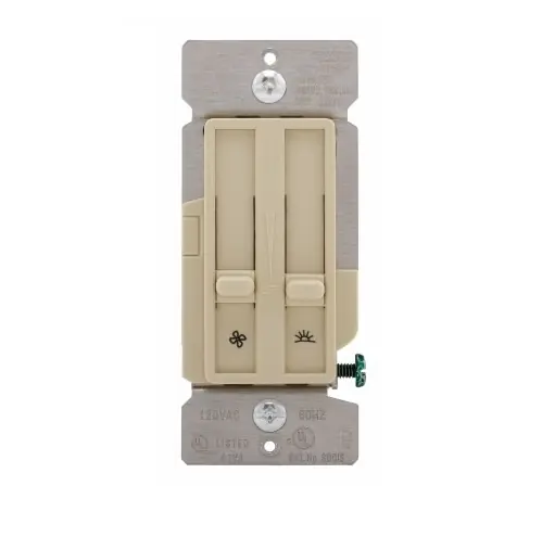 Original Eaton Wiring 300W Dimmer & Fan Speed Controller, Single Pole, Flush Mount, Ivory