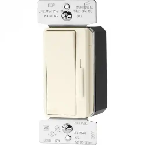 Eaton Wiring 1.5A Fan Control Decorator w/Preset, 3 -Speed, 1-Pole, 3-Way, 120V, LA Special Discount