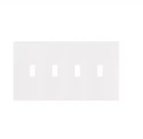Super Sale Eaton Wiring 4-Gang Toggle Wall Plate, Mid-Size, Screwless, White