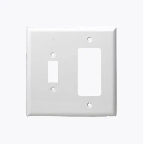 Hassle-Free Returns Enerlites White Combination Two Gang Toggle and GFCI Plastic Wall Plates