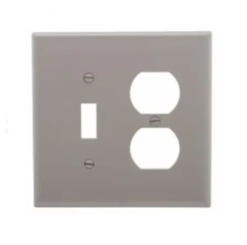 Eaton Wiring 2-Gang Combination Wall Plate, Toggle & Duplex, Mid-Size, Gray Authentic