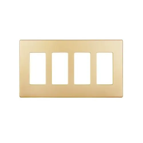 Authentic Enerlites 4-Gang Decorator Wall Plate, Screwless, Polycarbonate, Gold