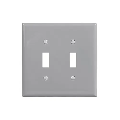 Eaton Wiring 2-Gang Wall Plate, Toggle, Midsize, Polycarbonate, Gray Money Back Guarantee