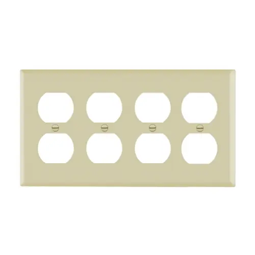 Premium Enerlites 4-Gang Standard Wall Plate, Duplex, Thermoplastic, Light Almond