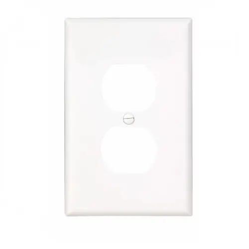 Clearance Eaton Wiring 1-Gang Duplex Wall Plate, Mid-Size, Polycarbonate, White