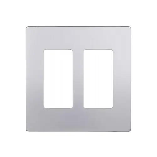 Enerlites 2-Gang Decorator Wall Plate, Screwless, Polycarbonate, Silver Price Drop
