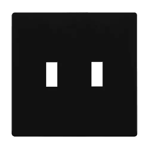 Enerlites 2-Gang Standard Antimicrobial Wall Plate, Toggle, Screwless, Black Premium
