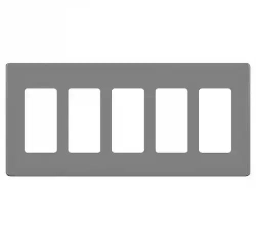 Crafted Enerlites 5-Gang Standard Wall Plate, Decora/GFCI, Screwless, Gray