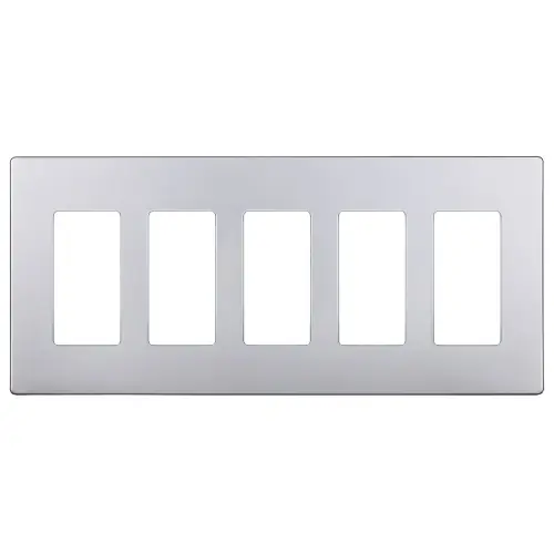 Enerlites 5-Gang Standard Wall Plate, Decora/GFCI, Screwless, Silver In Demand