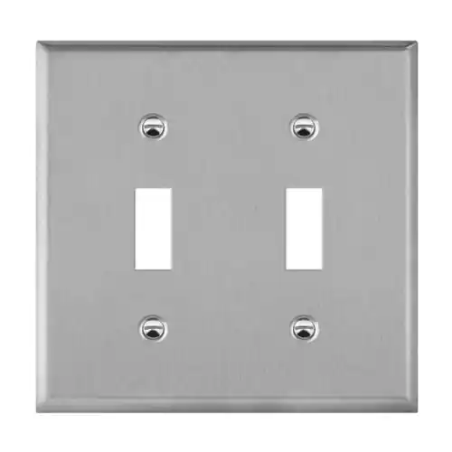 Enerlites 2-Gang Mid-Size Antimicrobial Wall Plate, Toggle, Stainless Steel Latest