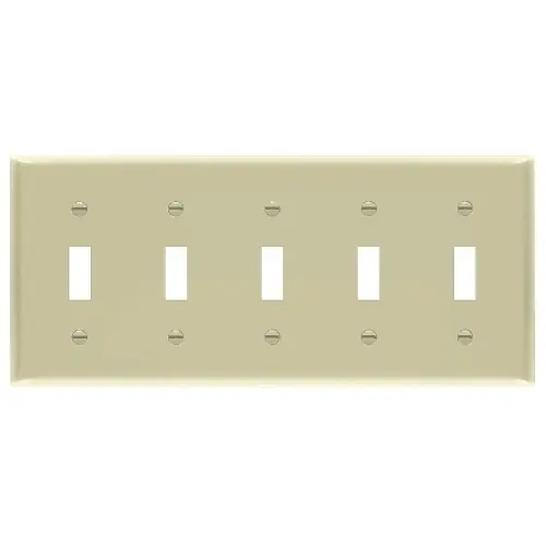 Best Choice Enerlites 5-Gang Mid-Size Wall Plate, Toggle, Ivory