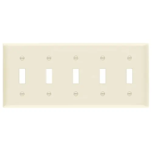 Editor’s Pick Enerlites 5-Gang Mid-Size Wall Plate, Toggle, Light Almond