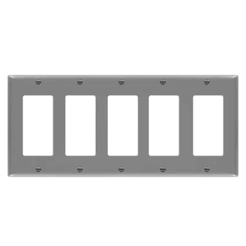 Enerlites 5-Gang Mid-Size Wall Plate, Decora/GFCI, Gray New Release