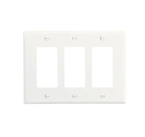 Free Delivery Eaton Wiring 3-Gang Wall Plate, Decorator, Midsize, Polycarbonate, White