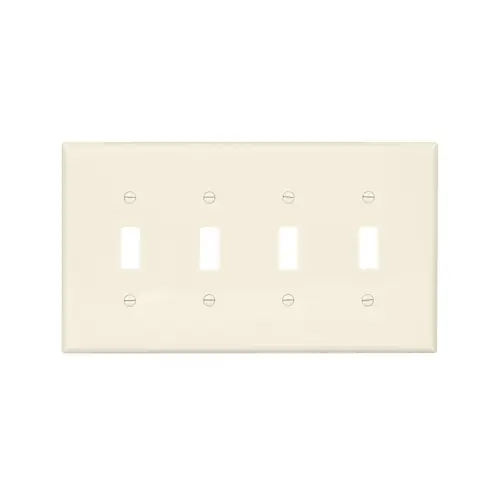 Same Day Shipping Eaton Wiring 4-Gang Wall Plate, Toggle, Midsize, Polycarbonate, Light Almond