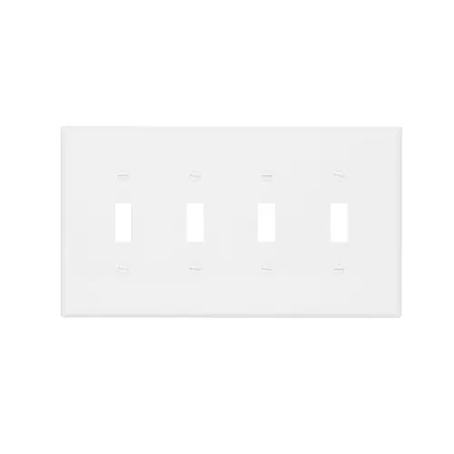 Today Only Eaton Wiring 4-Gang Wall Plate, Toggle, Midsize, Polycarbonate, White
