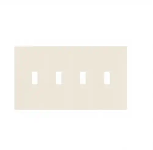 Eaton Wiring 4-Gang Toggle Wall Plate, Mid-Size, Screwless, Light Almond Markdown