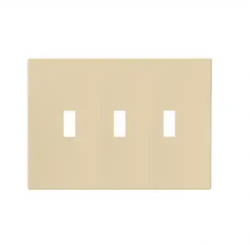 Eaton Wiring 3-Gang Toggle Wall Plate, Mid-Size, Screwless, Ivory Hassle-Free Returns