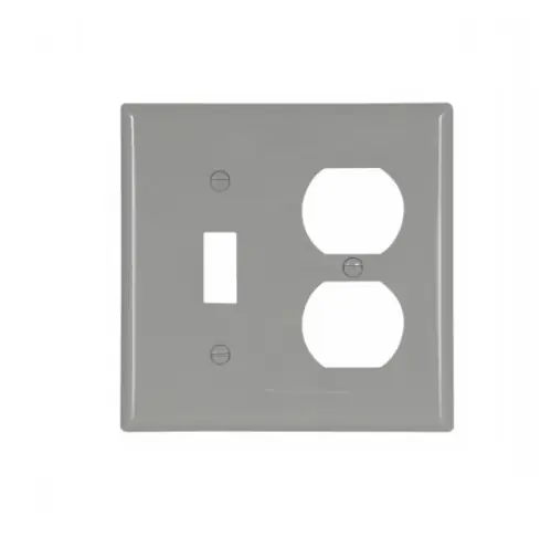 Eaton Wiring 2-Gang Toggle & Duplex Wall Plate, Standard, Gray Markdown