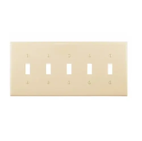 Direct From Factory Eaton Wiring 5-Gang Toggle Wall Plate, Mid-Size, Polycarbonate, Ivory