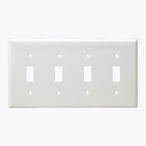 Enerlites White Mid-Size 4-Gang Toggle Switch Plastic Wall Plate Next Day Delivery