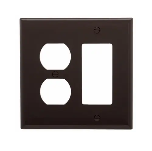 Eaton Wiring 2-Gang Combination Wall Plate, Mid-Size, Duplex & Decora, Brown While Supplies Last