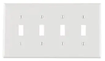 Direct From Factory GP 4-Gang Plastic Toggle Switch Wall Plate, White