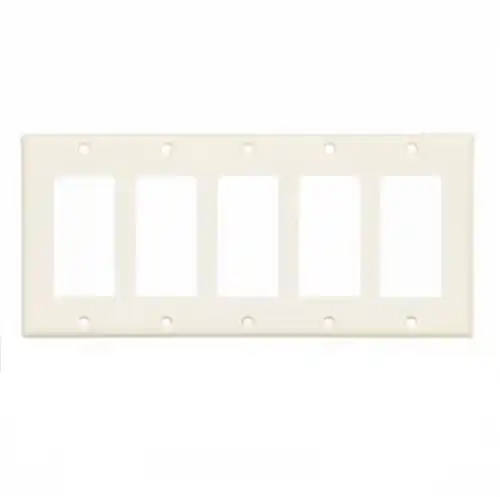 Eaton Wiring 5-Gang Thermoset Decorator Wallplate, Light Almond Latest
