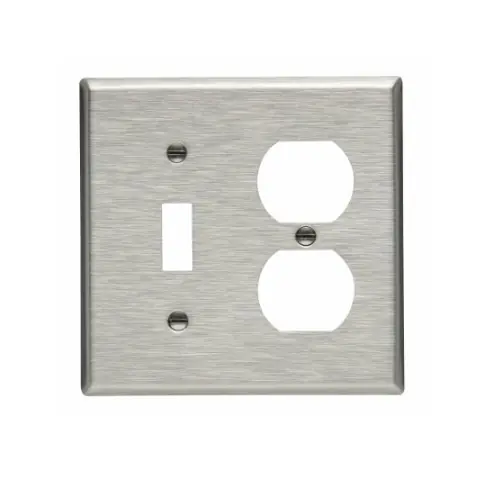 Fan Favorite Eaton Wiring 2-Gang Toggle & Duplex Wall Plate, Standard, Steel