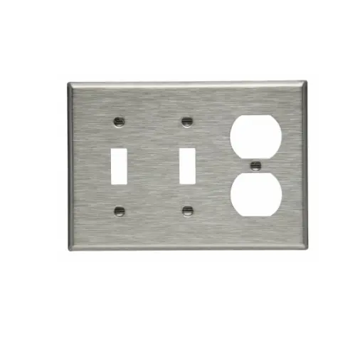 Eaton Wiring 3-Gang Double Toggle & Duplex Wall Plate, Standard, Steel Popular